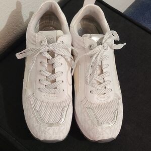 Michael Kors White and Silver Sneakers